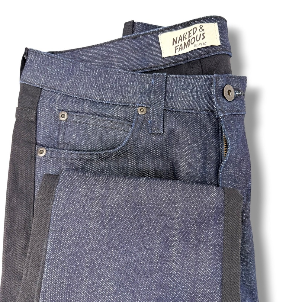 Naked & Famous Denim Two Tone Skinny Jeans Womens 28 Black Indigo Colorblock